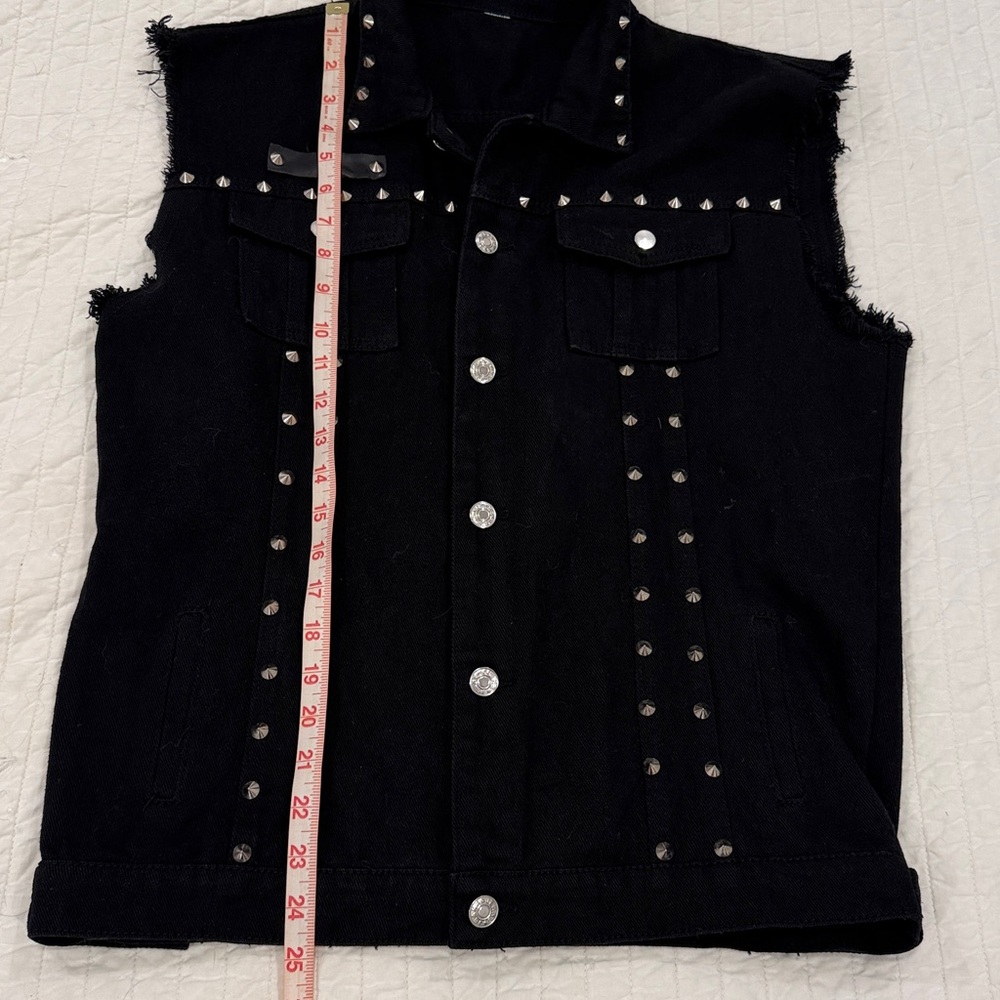 Black Studded Denim Vest - Picture 8 of 8